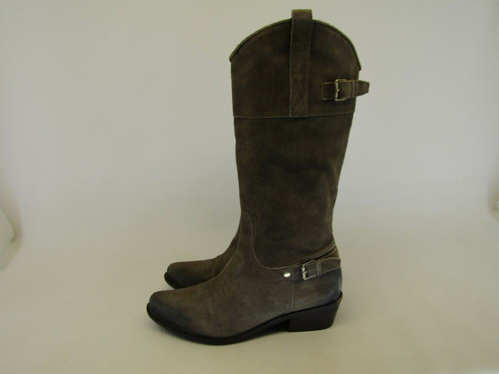 Franco Sarto Womens Size 7.5 M Brown Suede Zip Buckle Fashion Knee High Boots